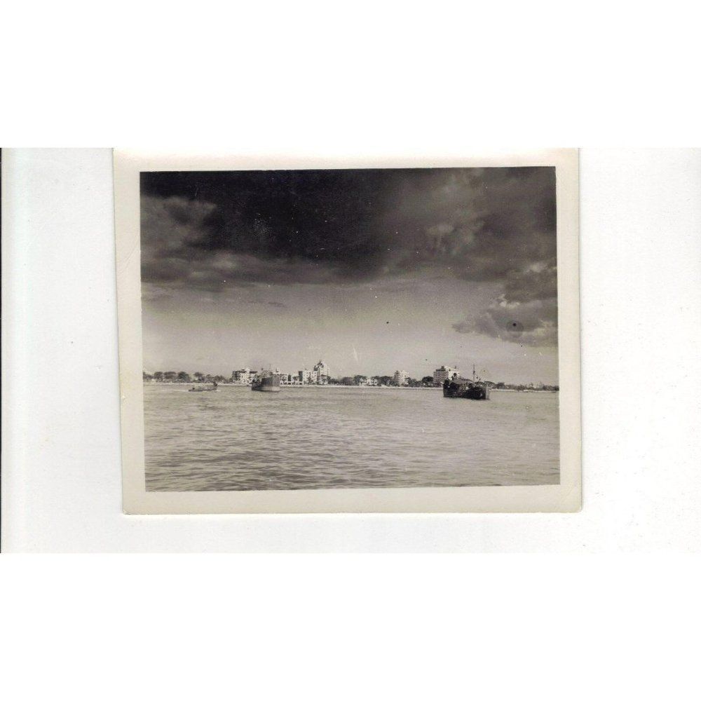 1945 WWII Manila Harbor Navy Ships Original Photograph World War II Black White